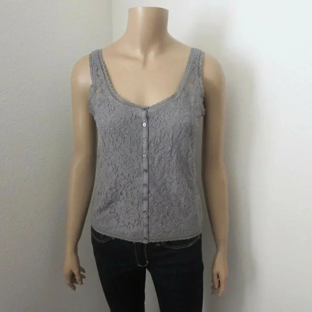 Hollister Lace Tank Top Size Small Gray